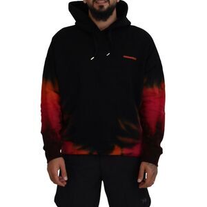 Dsquared² Black Red Cotton Hooded Tie Dye Pullover Men's Sweater (Pre-Owned)